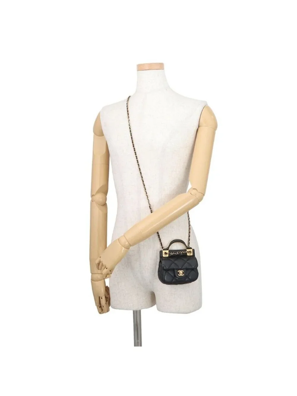 Chanel Chain Shoulder Bag Quilted CC Logo Lambskin Black